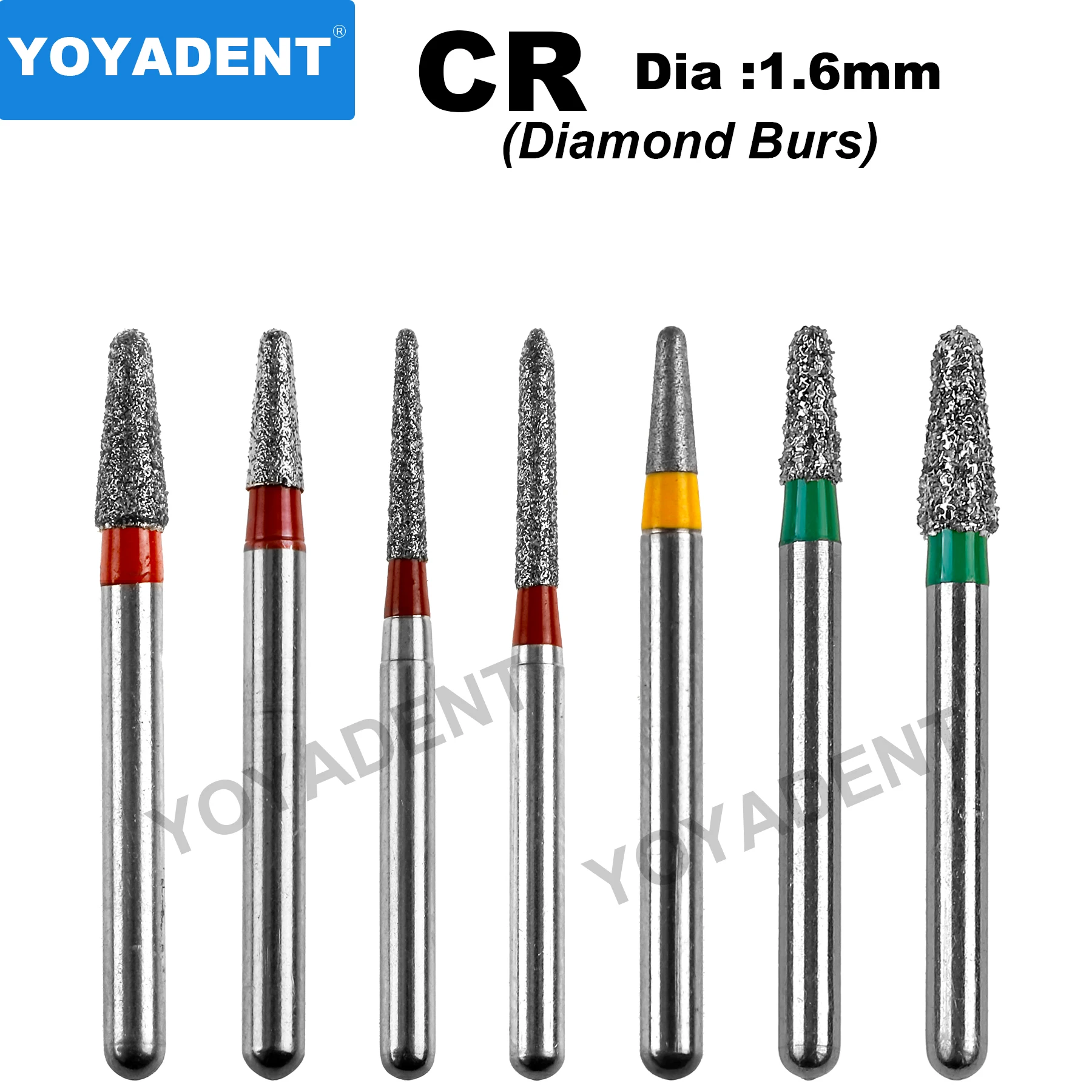 10pcs/Pack Dental Diamond Burs Dentistry Strawberries Dental Burs for High Speed Handpiece Dentist Tools Dia.1.6mm CR Type