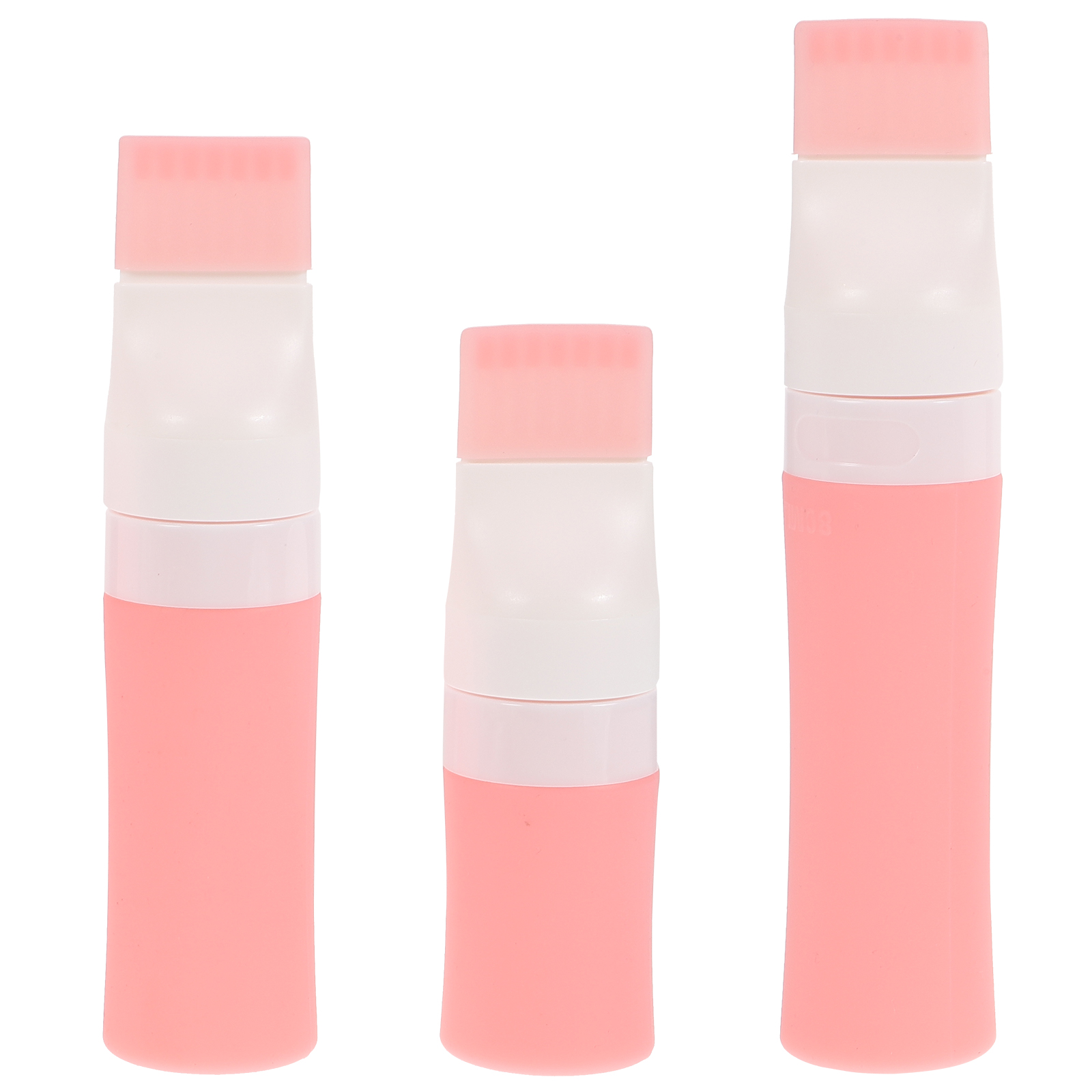3 Pcs Travel Bottles 38ml 60ml 80ml Pink Silicone Shampoo Conditioner Hair Brush Comb Portable Toiletry Containers