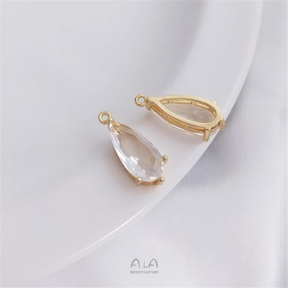 14K Gold Plating Zircon long water drop pendant handmade DIY necklace, bracelet, pendant, earring, stud, pendant accessories