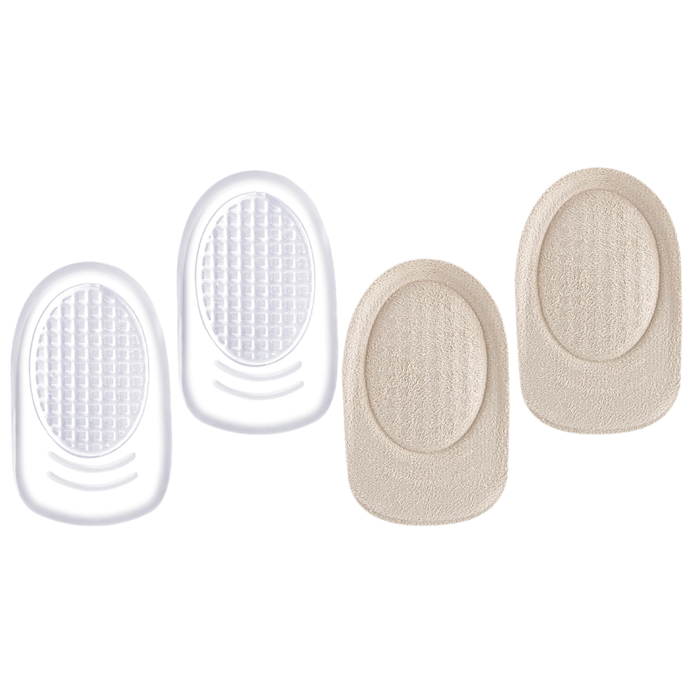 2 Pairs Half Pad Insoles Men Women Back Heel Cushions Velvet Protectors Transparent L Size Soft Anti Impact Gel Pads Shoe