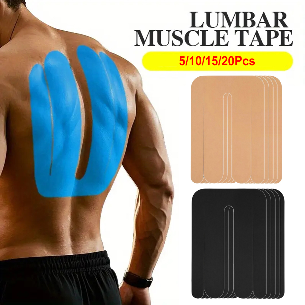 5/10/15/20PCS Precut Lower Back Kinesiology Tape - Athletic Sports Waist Tape for Basketball Soccer Elastic Muscle Support Tape