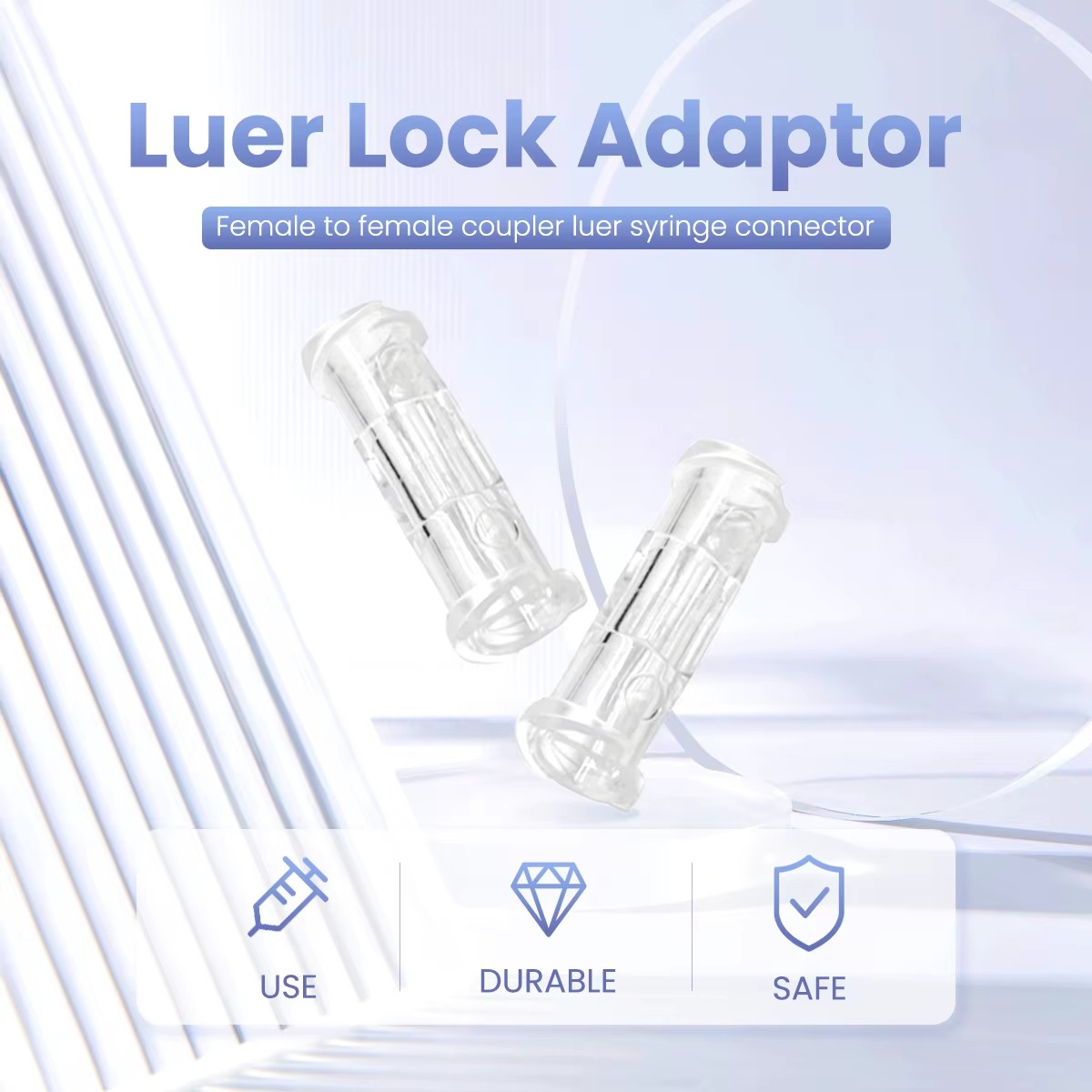 Double helix sterile Ruhr= adapter leak proof PP transparent plastic syringe connector disposable sterile and reliable use