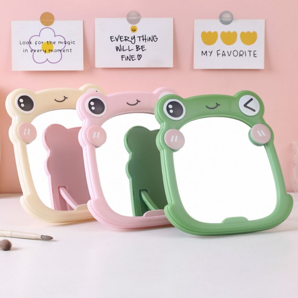 Cute Frog Makeup Mirror Portable Creative Dressing Mirror Ins Style Single-side Table Countertop Mirror Student Dormitory
