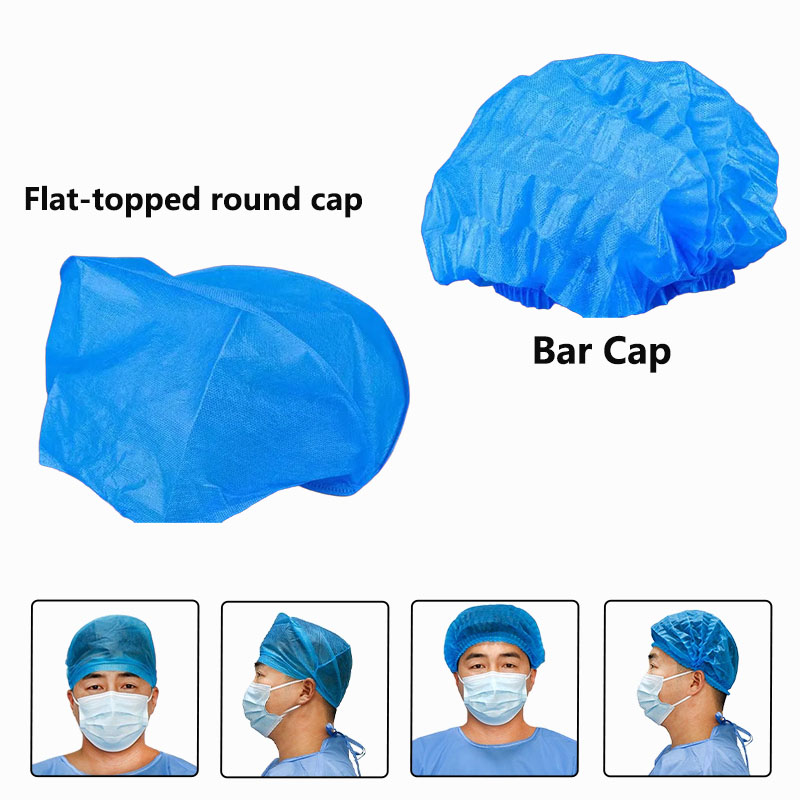 20/60/100Pcs Medical Disposable Sterile Surgical Cap Round Cap Bar Cap Non Woven Dust Cap Medical Clinic Protective Supplies