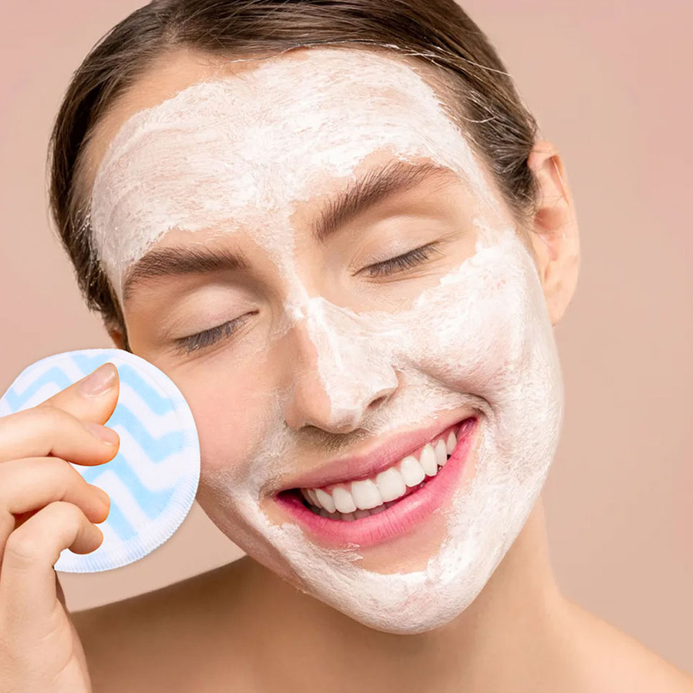 6pcs Bamboo Face Cleaning Face Cleaning Puff Pads 8cm Blue Green Red Makeup Remover Rounded Reusable Puff Skincare Tool