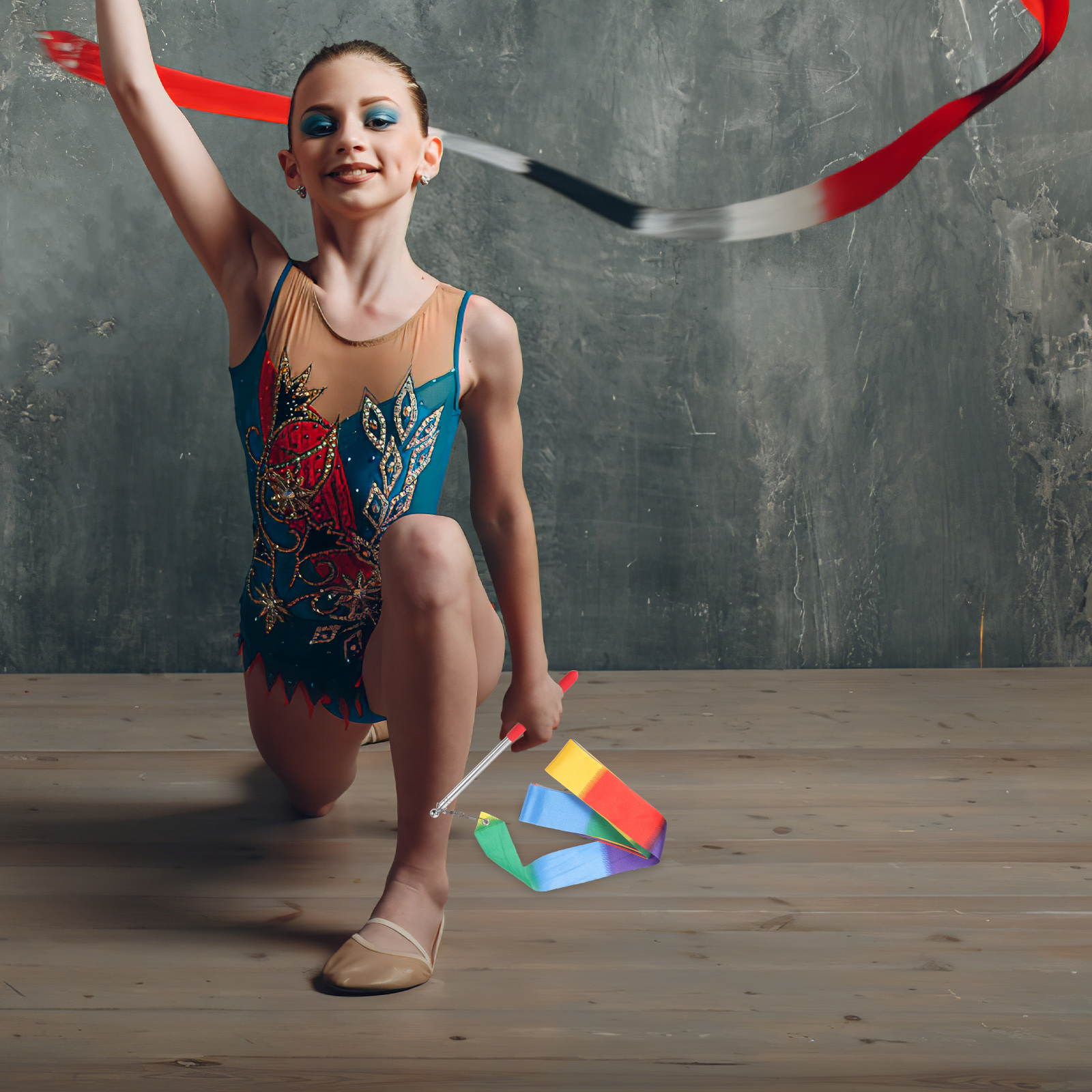 1 set Gymnastics Ribbons 1M Steel Rods 6M Colorful Polyester Dance Streamers Fitness Yoga Props Artistic Accessories