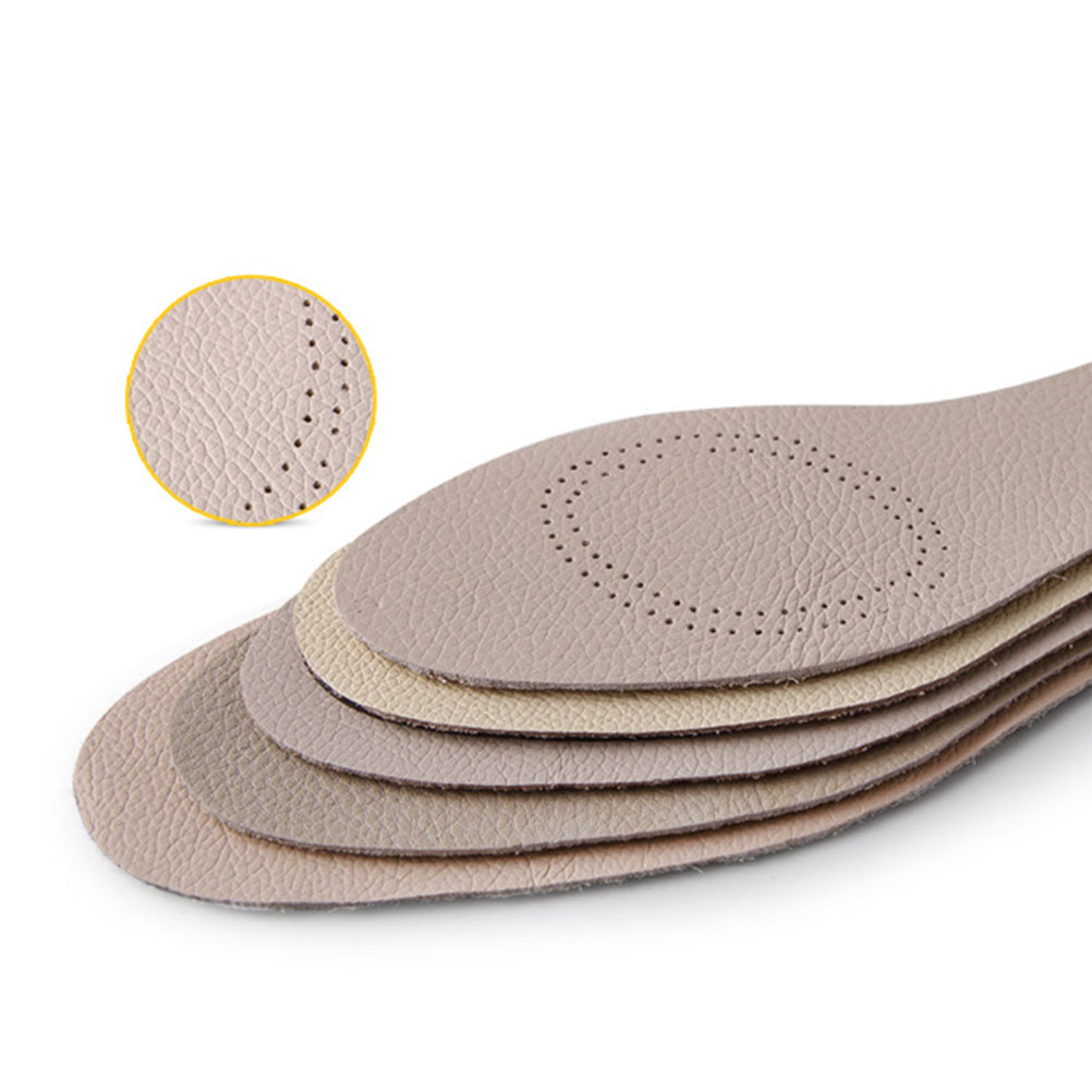 1 Pair Of Durable Leather Insoles Shock-Absorption Cowhide Shoe Pads Breathable Odor-Resistant - Size 37/38