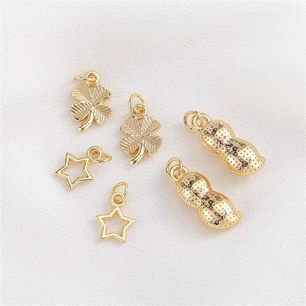 14k Gold Star Pendant Pendant Handmade DIY Handmade Bracelet Necklace Jewelry Material Accessories L346