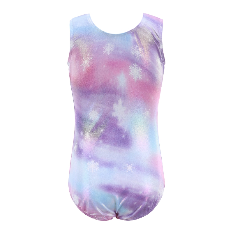 Children Girls Gradient Gymnastics Leotard Sleeveless Training Dancewear Dance Unitard for Kids Athletic Shiny Costume