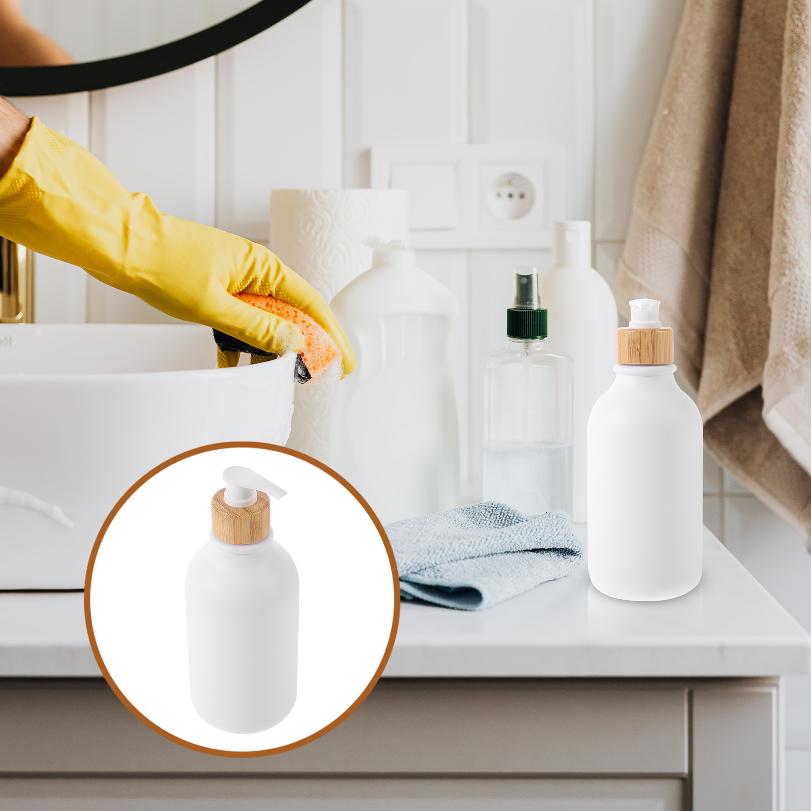 3pcs Shampoo Dispenser 500ml PET Matte Plastic Bottles Refillable Travel Bathroom Kitchen Soap Liquid Container