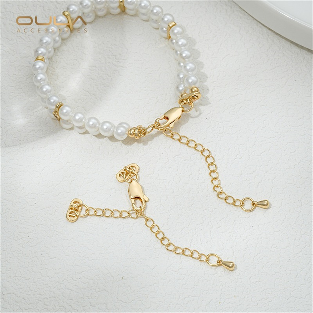 14K Gold-plated Pig Nose Double-row D-shaped Tree-shaped Three-row Connection End Buckle DIY Extension Chain Buckle Accessory