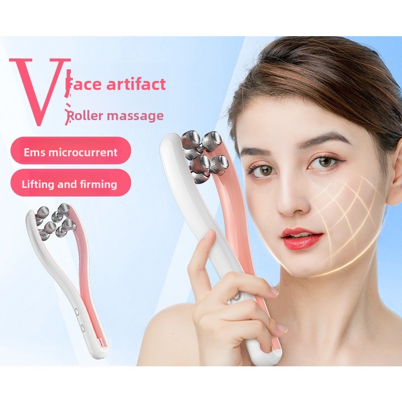 Electric EMS Face Lifting Roller Massage Vibration Facial Massager Reduce Double Chin Removal V Line Lift Beauty Belt Skin Care