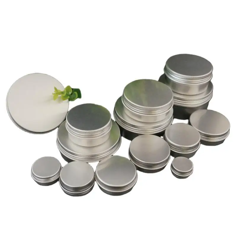 5/10/15/20/30/50/60/80/100/110/150/200g Silver Refillable Round Aluminum Box Metal Tin Cans Cosmetic Cream DIY Empty Jar Tea Pot