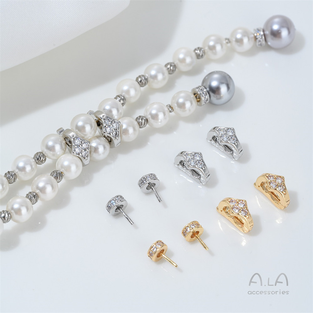 K424 14K Gold-plated Double-row Buckle Detachable Fixed Buckle Sheep's Eye Nailing Bracelet Pendant Holder Handmade Diy Accessor