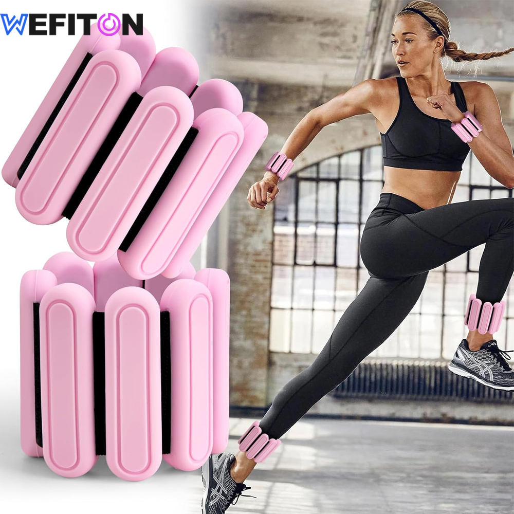 1Pair Adjustable Ankle & Wrist Weights (1Lbs/0.45kg Each)-Wearable Silicone Straps for Dance,Barre-Women,Men,Fitness Enthusiasts