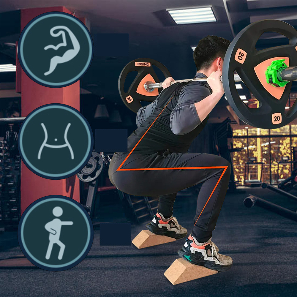 2 Pcs/set Cork Squat Block, Non-slip Wedge Brick, Wear-resistant Elevated Squat Ramp, for Weightlifting Fitness Training