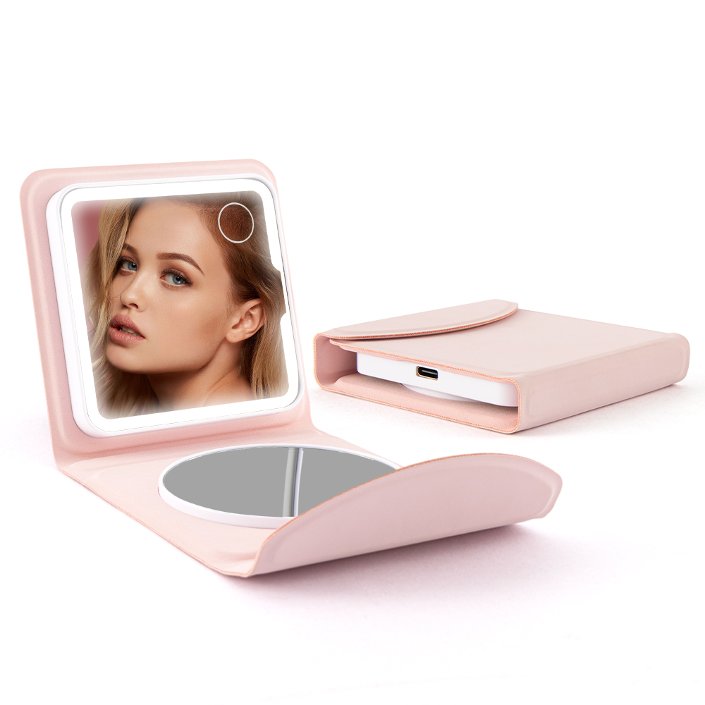 1 LED Makeup Bag with Mirror Mini Portable Lipstick Bag With Mirror Small Cosmetic Bag With Button As A Gift