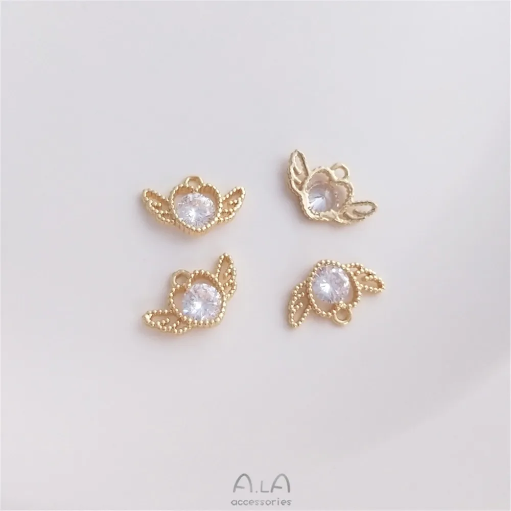 14K gold clad zirconium crown rainbow small flower fish pendant DIY earring earring bracelet pendant