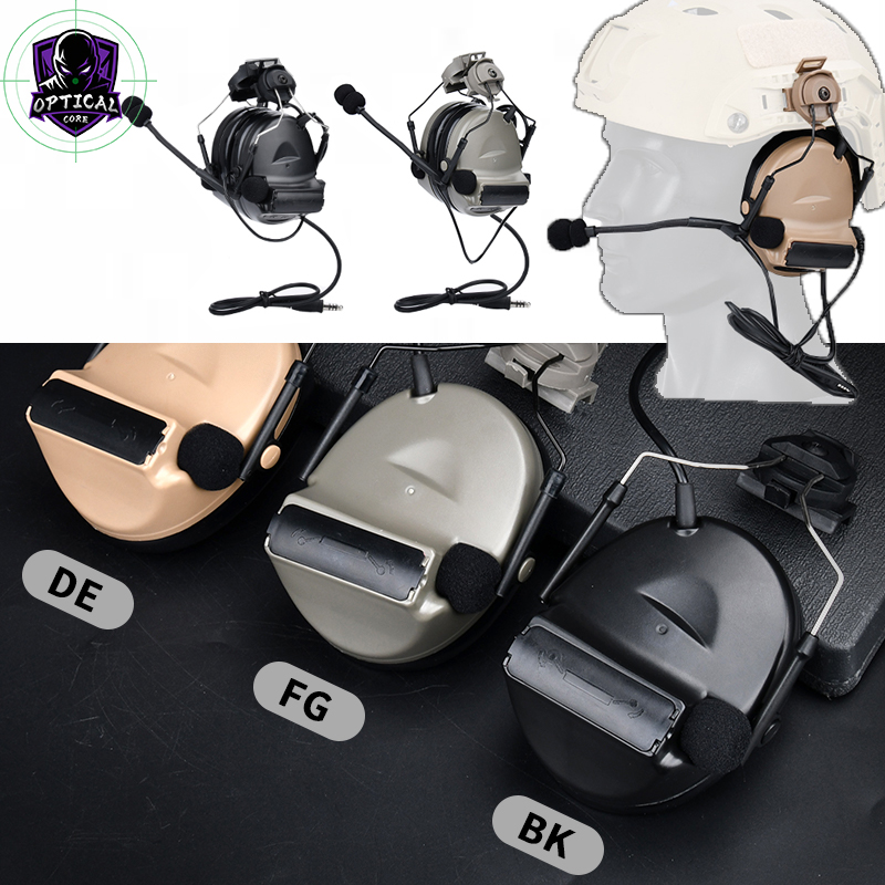 WADSN Comtac II Tactical Headset Mount Fast Helmet Communication Function Noise Reduction U94 PPT T-shaped Adapter KENWOOD Plug