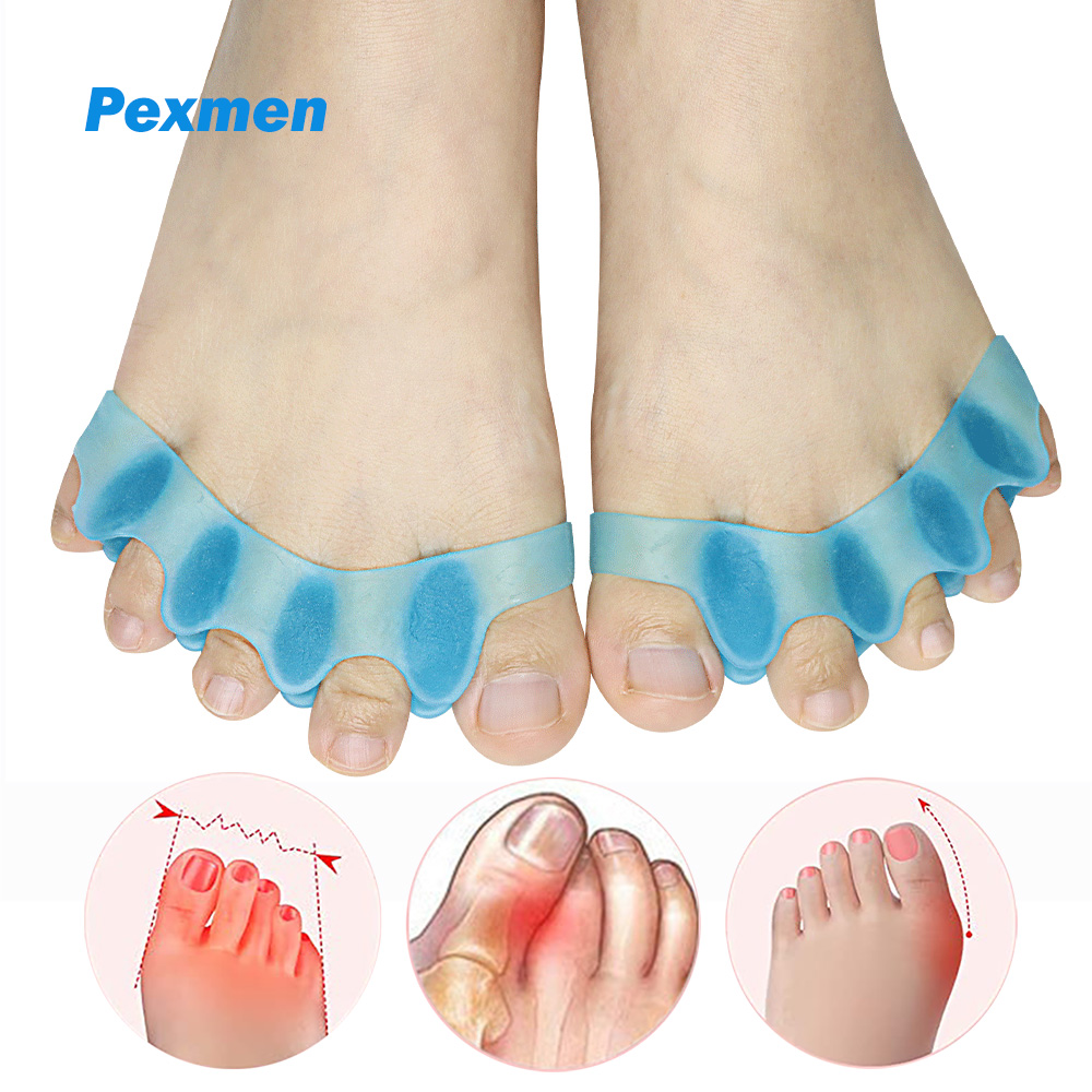 Pexmen 2Pcs Gel Toe Separator Toe Spacer for Men and Women Bunions Corrector to Correct Restore Toes to Their Original Shape
