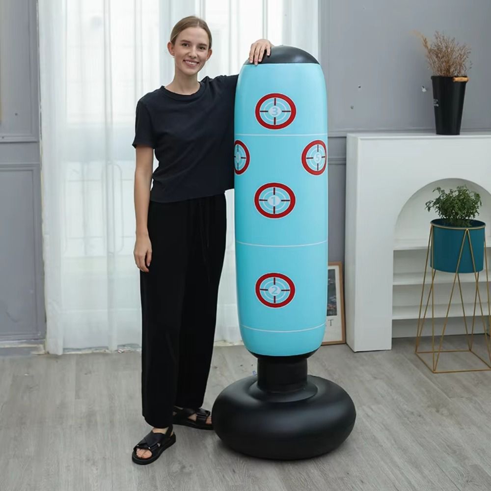 160cm Inflatable Boxing Bag Exercise PVC Boxing Punching Bag Training Tumbler Inflatable Punching Stand Children