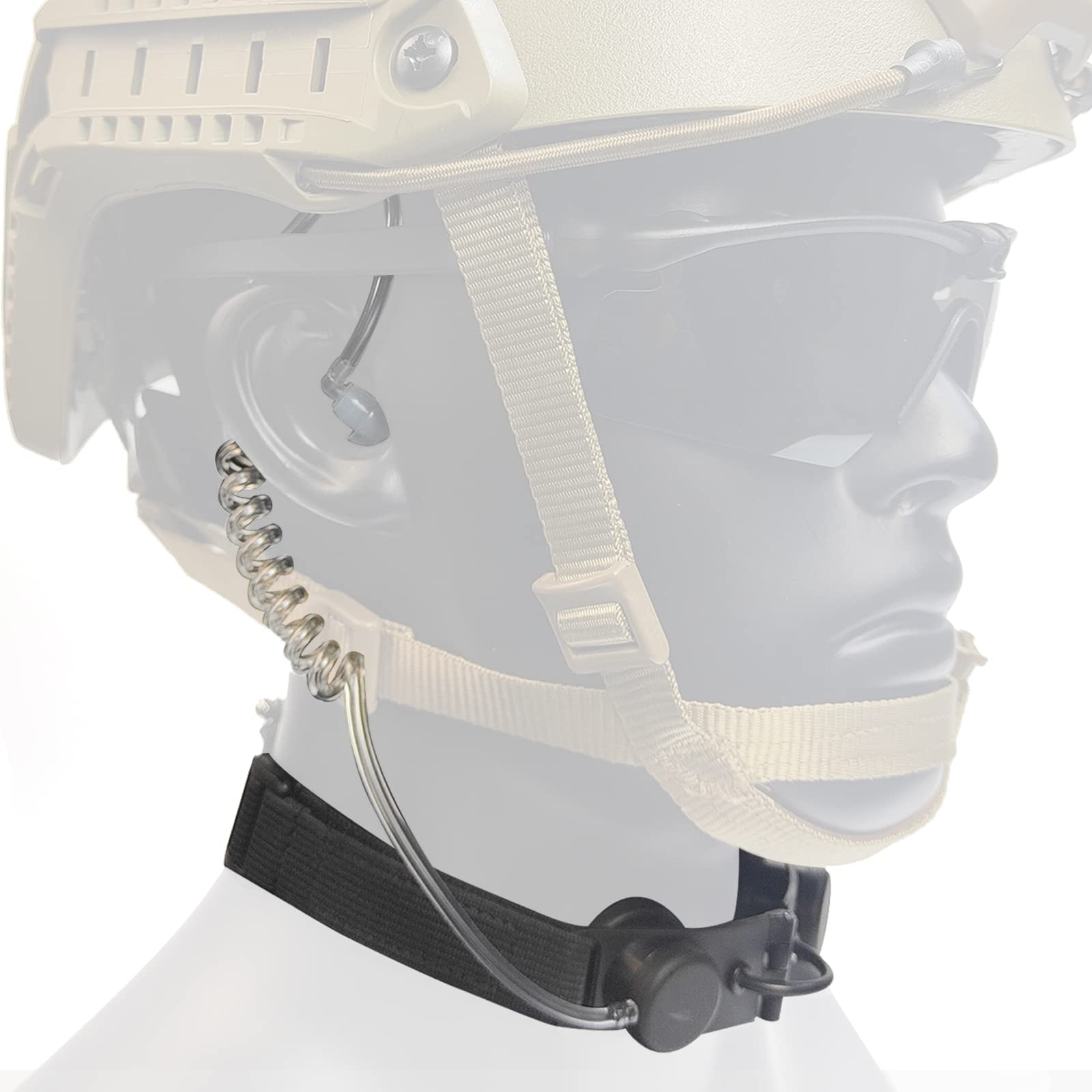 Throat Microphone & Paintball Helmet & Goggles Set, NATO Standard 7MM Plug, for Use in Enforcement, Airsoft Shooting, Military