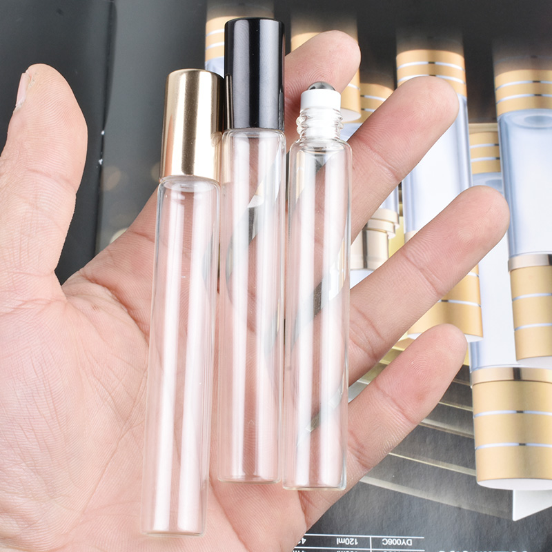 1ml 2ml 3ml 5ml 10m Roll on Bottle Thin Glass Essential Oil Bottle wih Metal Roller Ball Aromatherapy Glass Vials
