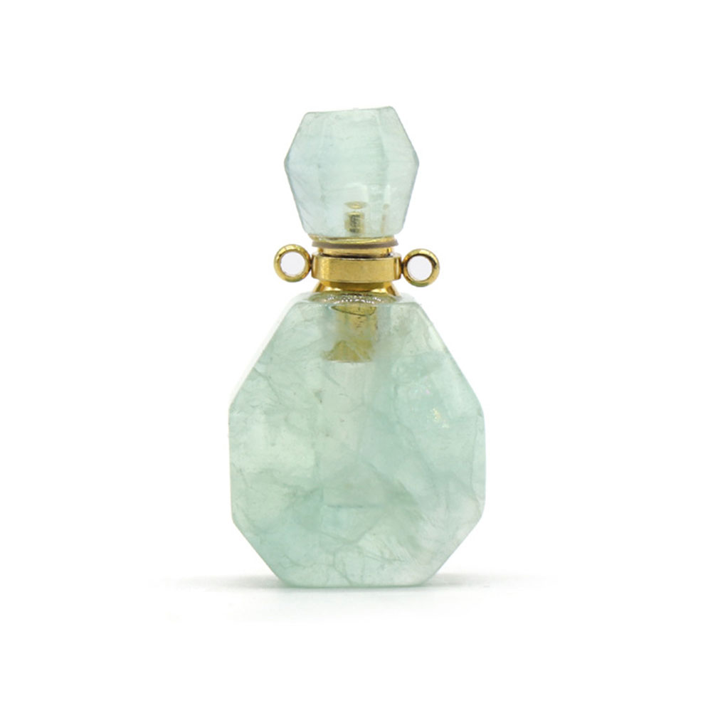 Pink Crystal Fluorite Pendant Perfume Bottle Essential Oil Accessories Decoration Mini Crystal Hanging Necklace Jewelry