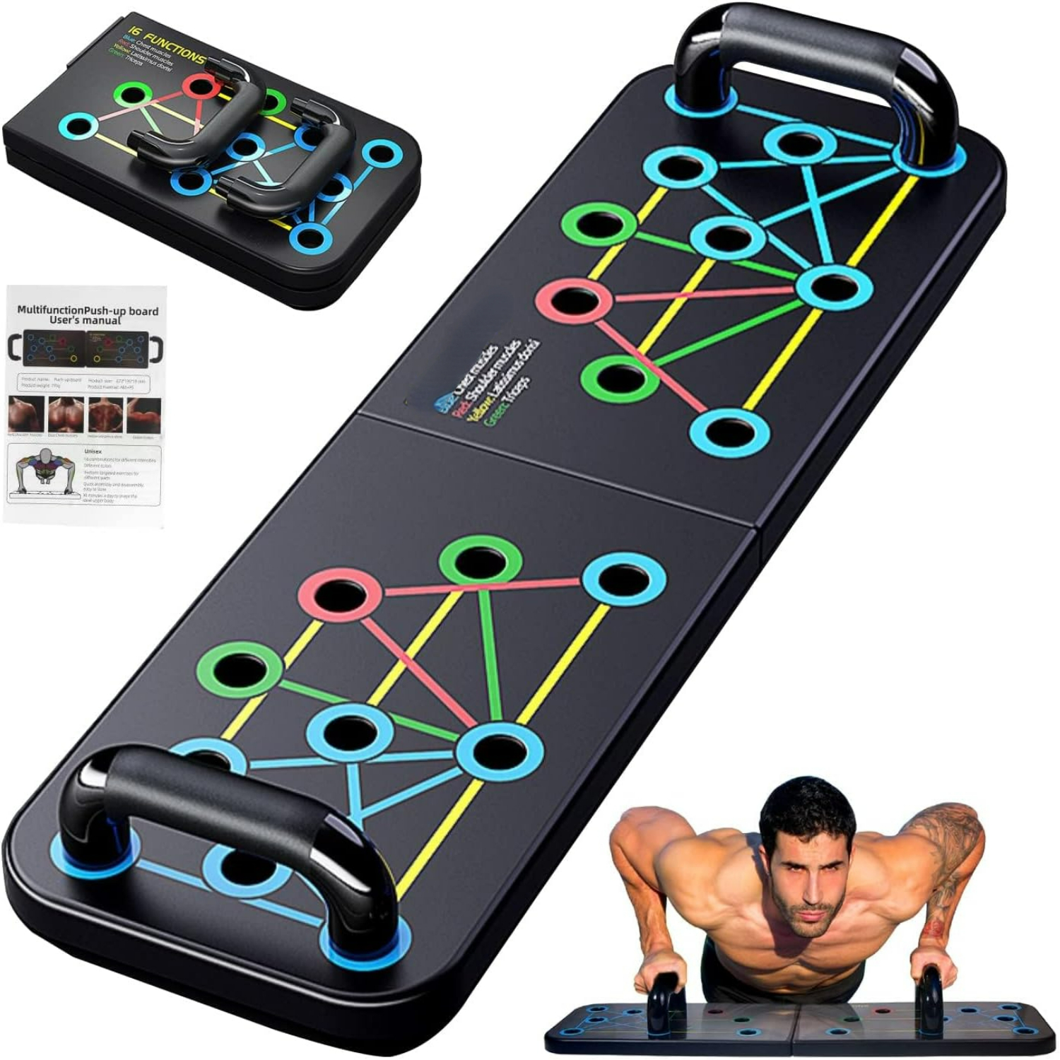 Portable Multi-function Detachable Push Up Board Handles for Floor, Home Gym Workout Equipment for Men and Women, Adjustable Pus