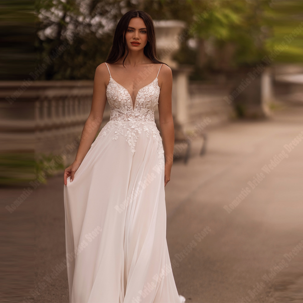 Fascinating V-Neck Women Wedding Dresses Sleeveless A-Line Princess Bridal Gowns Gorgeous Beach Ball Vestido De Novia Customized