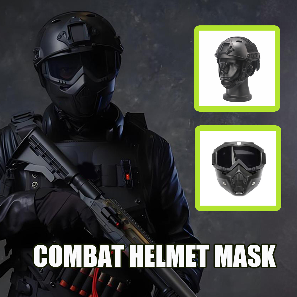 tactical helmet, goggle set for outdoor hunting, CS CBQ game Tactical Airsoft Fast Protective Helmet,  Protective glasses,