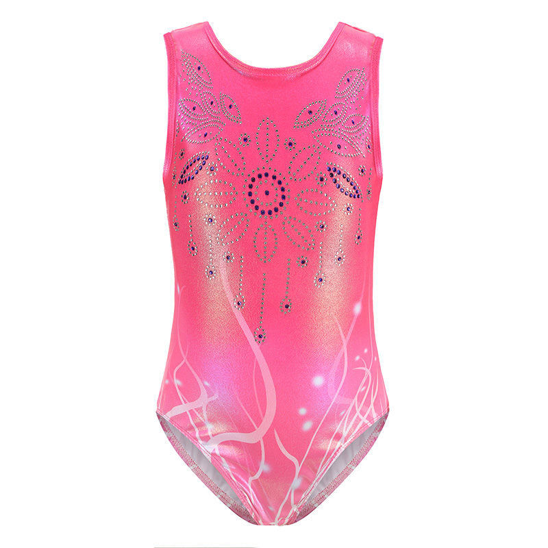 Kids Girls Glittering Ballet Sleeveless Jumpsuit Gymnastics Leotard Skating Dance Costume Bodysuit Training Dancewear