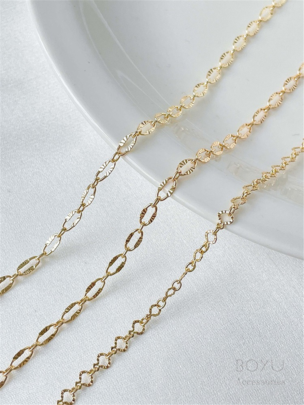 14k Gold Embossed O-chain Batch Flower Chain Handmade DIY Necklace Bracelet Jewelry Material Accessories Loose Chain