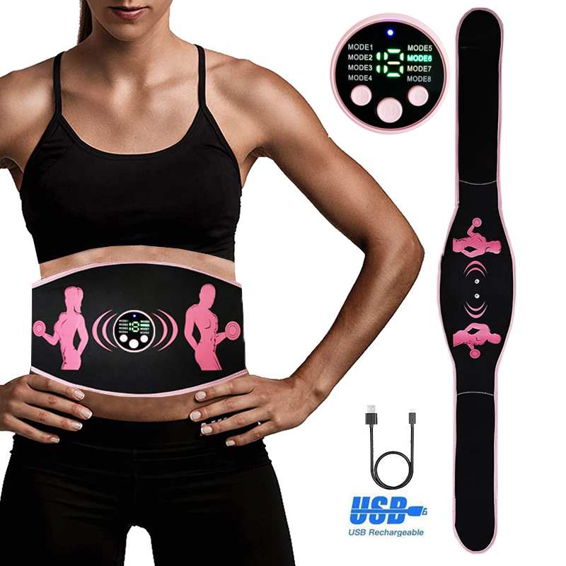 Fitness EMS Electric Abdominal Massage Body Slimming Belt Muscle Stimulator USB Recharge Waist Trainer Weight Loss Dropshipping
