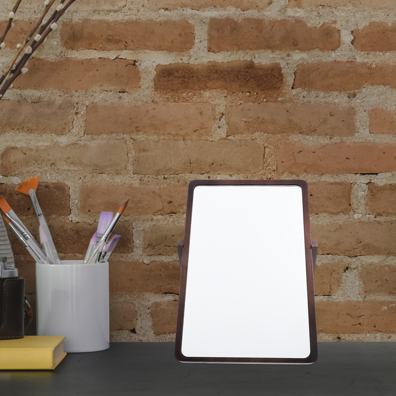 Makeup Vanity Folding Table Vanity Walnut Desktop Mirror Medium Home Office Clear HD Mirror Surface Stable Gifts