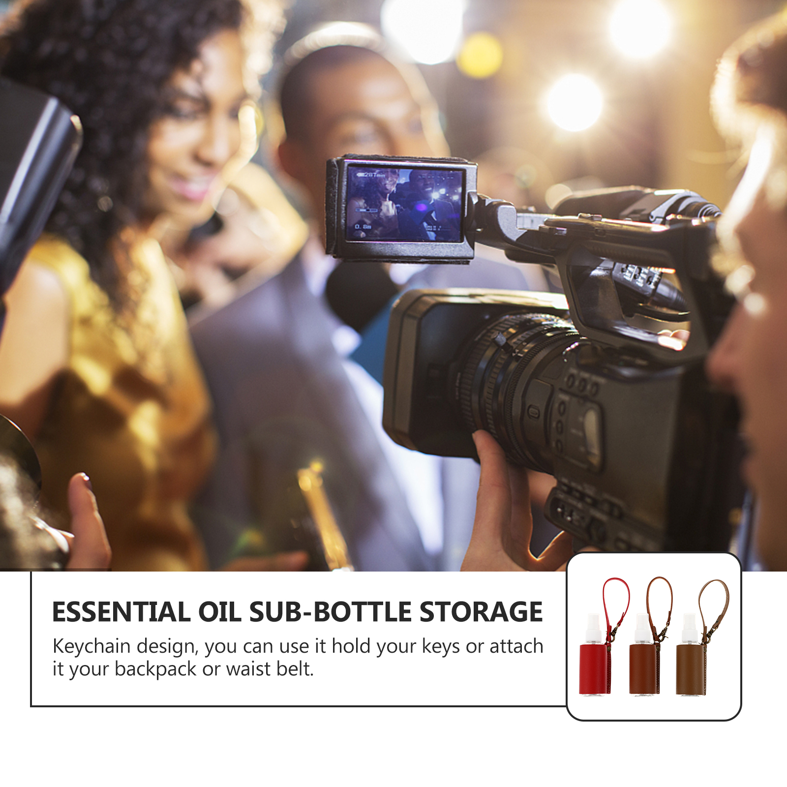 3set Spray Bottles Case Travel Keychain Empty Mini Perfume Container PU Cover Keyring Portable for Water