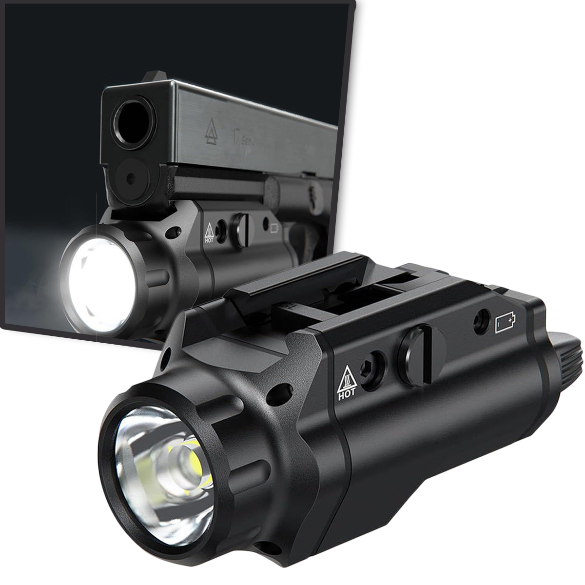 Tactical Hanging Flashlight LED Weapon Light  Multifunctional Training 20Mm Rail Mounted Handgun Flashlight for Picatinny