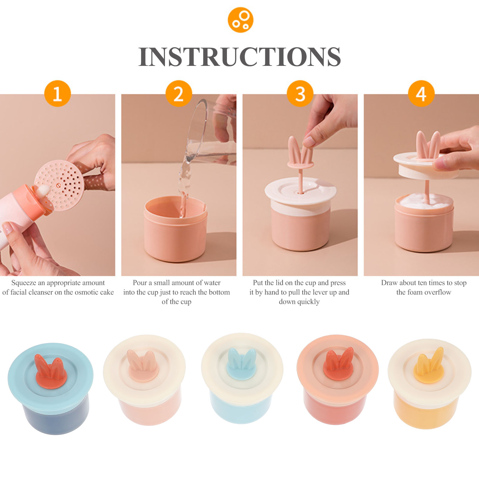 5pcs Foaming Bottle Sparkling Cup Face Cleanser Bubbler Bathroom Dispenser PP Material Environmental Protection Sturdy Simple