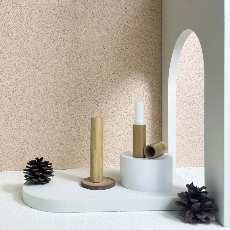 100* 3g Bamboo Empty Lipstick Tubes Refillable DIY Lip Gloss Tubes Containers Lip Balm Cosmetic Packaging for Women Girls Makeup