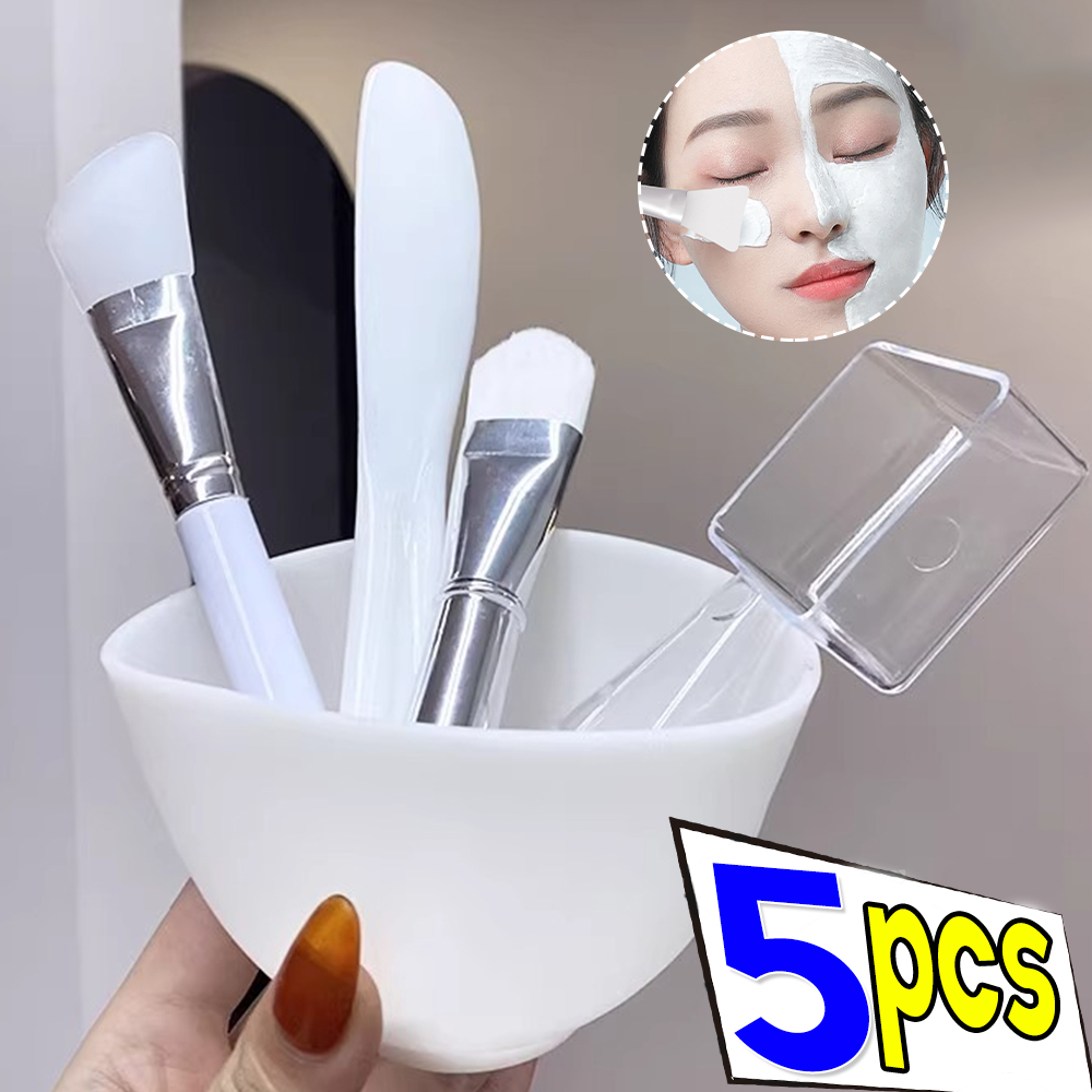 5pcs Silicone Mask Bowl Easy To Use DIY Face Mask Mixing Bowl Makeup Brushes Spatula Beauty Skin Care Tools Face Makeup Supplies