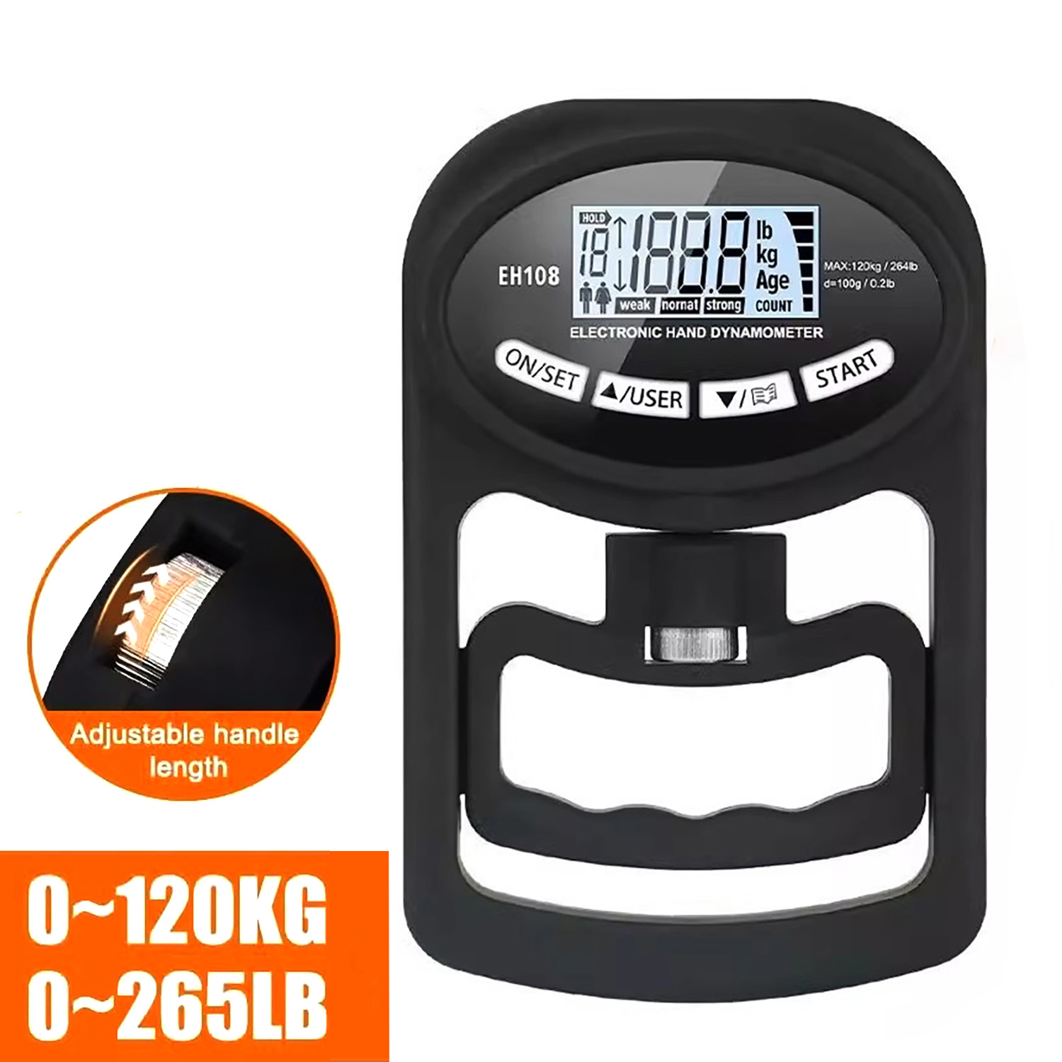 2025 Electronic Hand Dynamometer Trainer 265 Lbs 120 Kgs Digital Training Home Sport Hand Grip Strengthener Exerciser