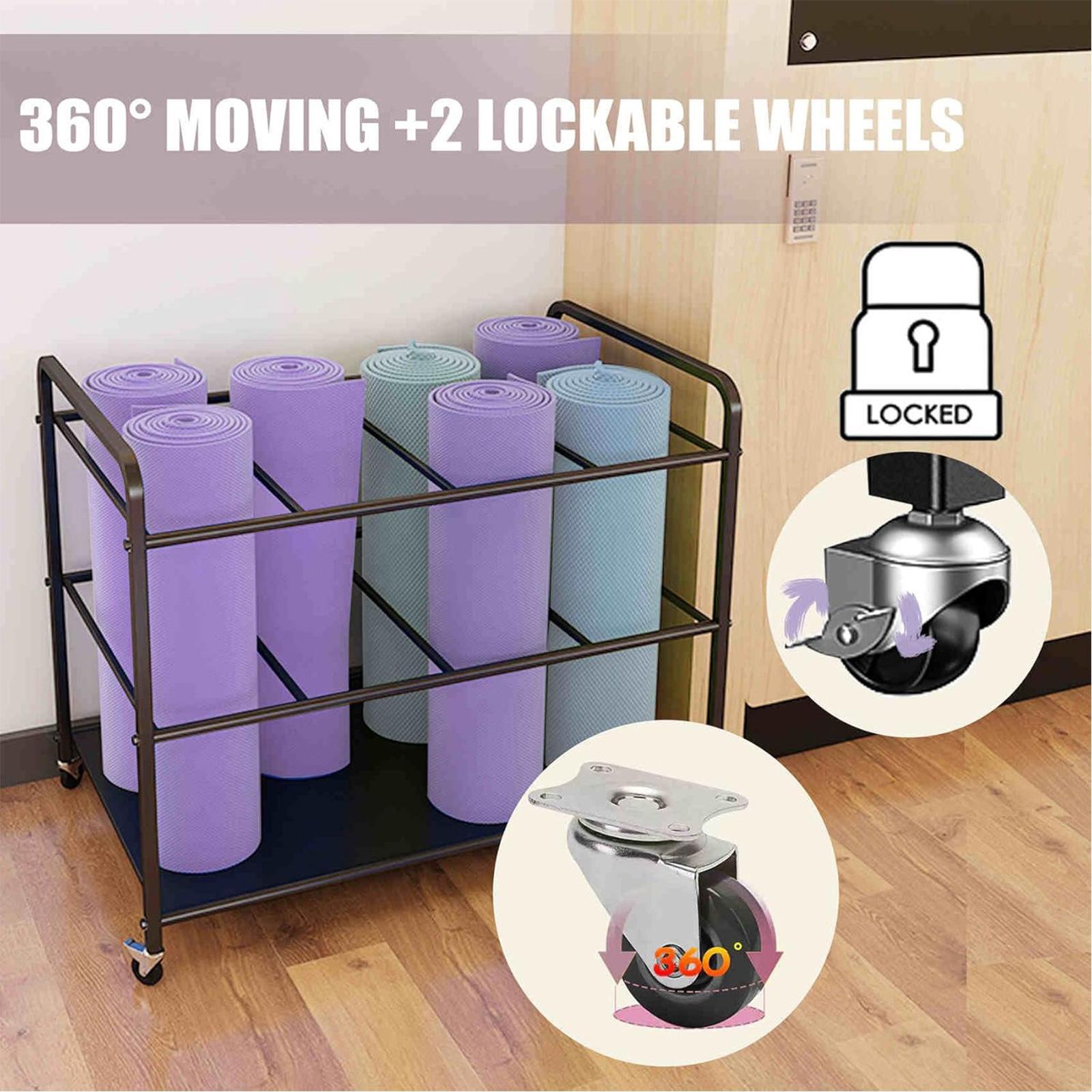Yoga Mat Storage Rack Versatile Movable Home Gym Storage Rack for Kettlebells Yoga Blocks Exercise Mat Yoga Strap Foam Roller