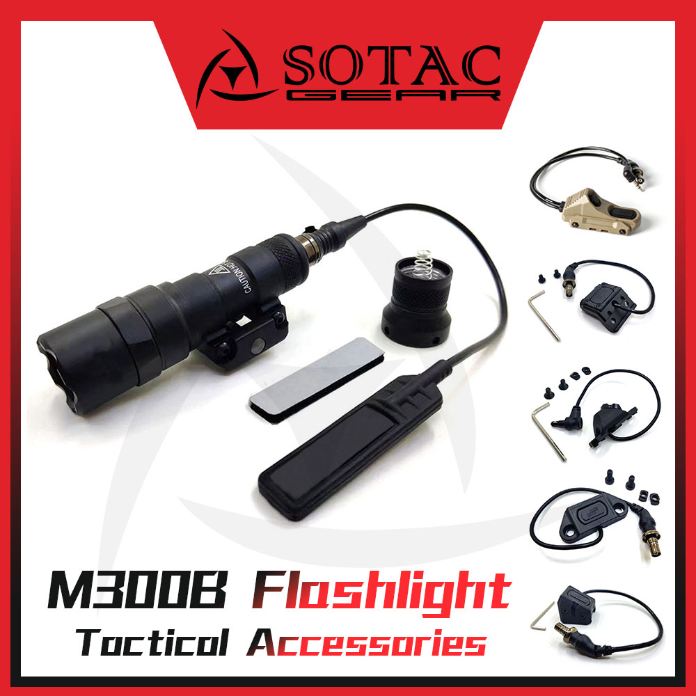 SOTAC GEAR Tactical Light M300B Flashlight Add Switch Hunting Outdoor M300 B Scout Light Fit 20mm Rail