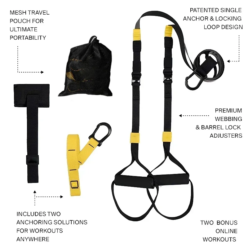 Training Strap Fitness Strength ,Power Suspension Trainer Adjustable Yoga Strap Wall Mount Professional Trx Tensioner