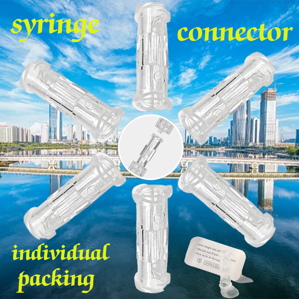 Leak Proof Double Helix Medical Sterile Luer Lock Adapter Double-Way Transparent Plastic Luer Syringe Connector Tool Parts