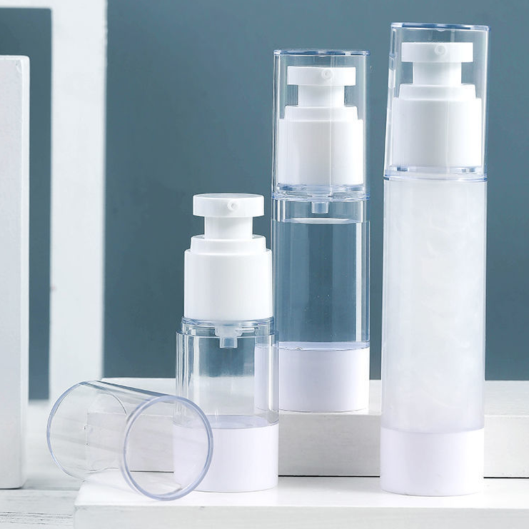 Clear Cosmetic Airless Bottle Lotion Foundation Serum Face Cream Press Pump Bottle Airless Transparent Vacuum PumpBottle Plastic