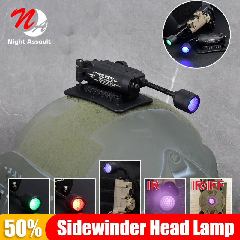 Sidewinder Head Lamp Tactical Helmet Strobe Light Red Green Blue White IR Light LED Strobe IFF Outdoor Hunting Auxiliary Lightin