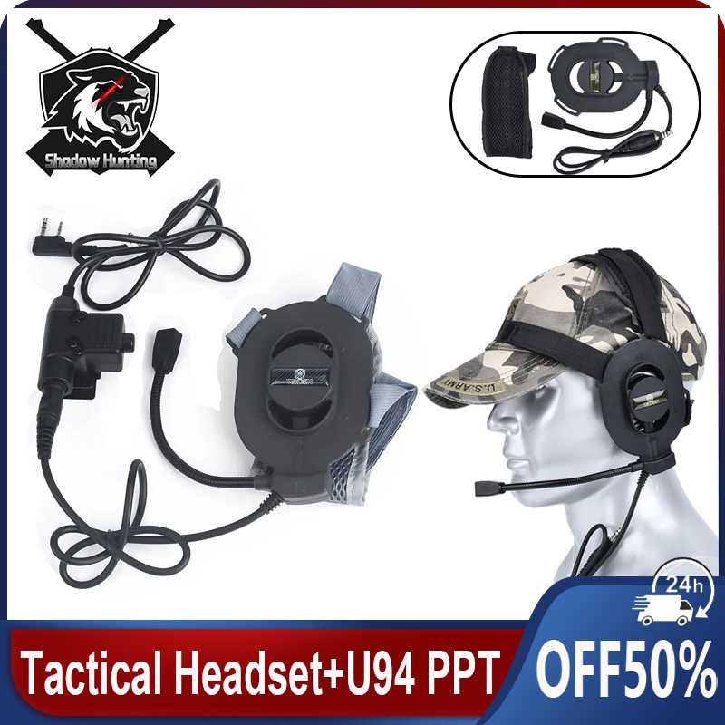 Tactical WADSN Outdoor Shooting Communication Headphone Bowman Elite II Headset U94 PTT For KenwoodBaofeng UV-5R Radio Accessory