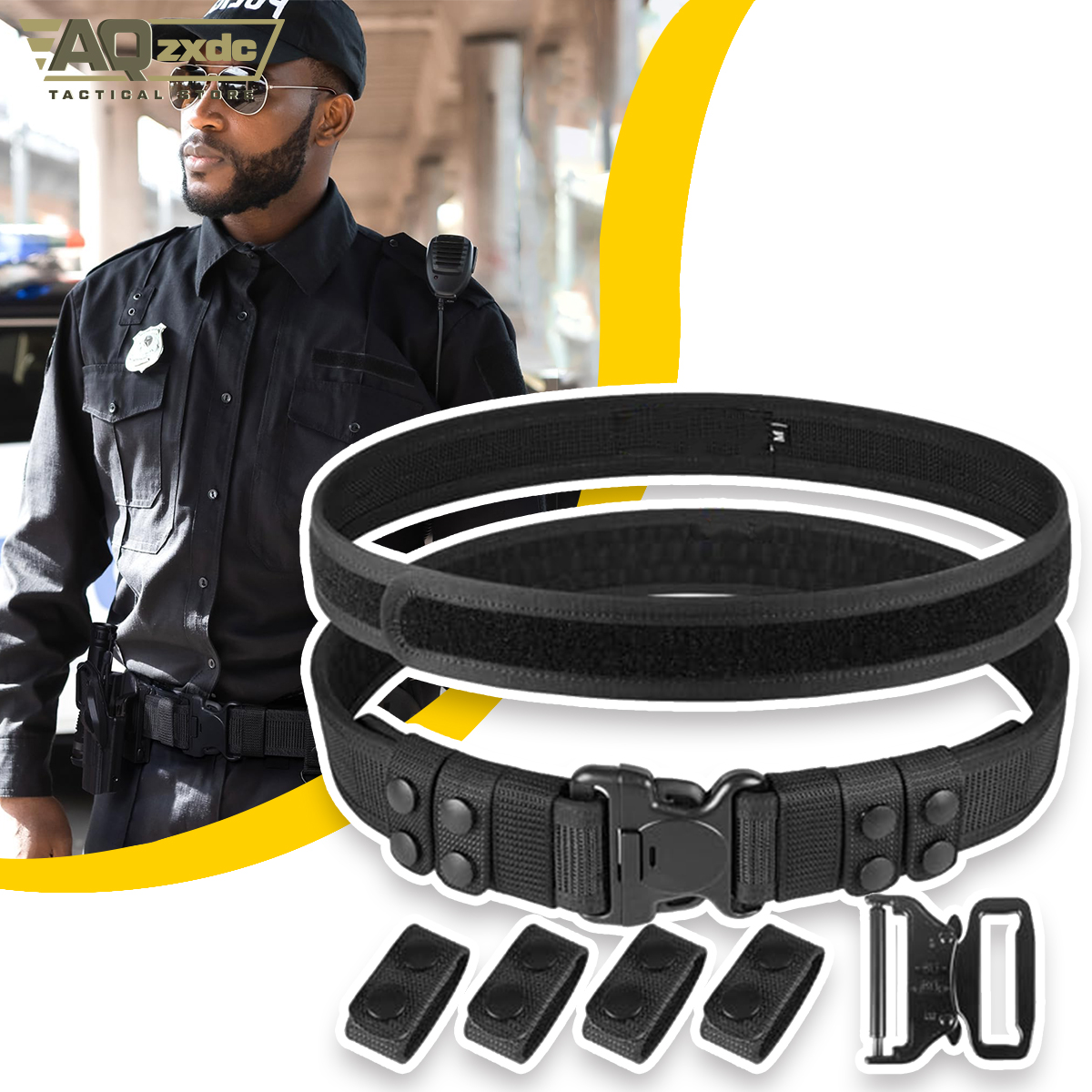 AQzxdc Duty Belt 2'' Police Belts with Hook Lining Nylon Tactical Belt for Law Enforcement Officers with 4 Belt Keeper