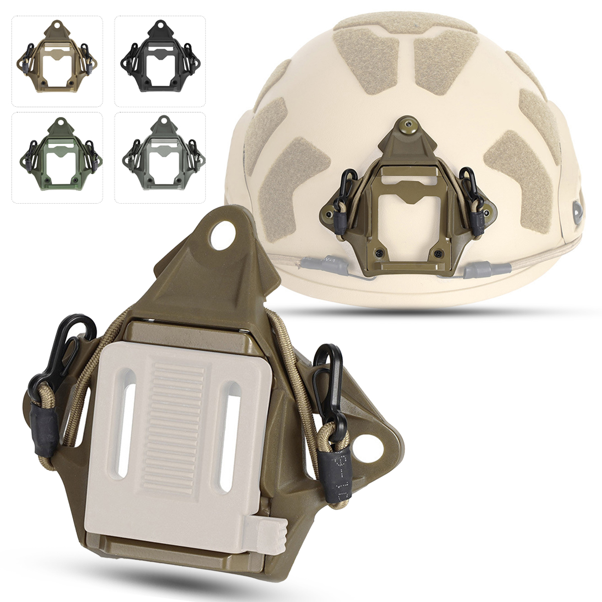 Airsoft Helmet Mount Adapter with Elastic Rope Night Vision Aluminum Alloy NVG Bracket Accessories for FAST Tactical Helmet